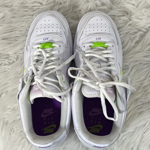 NIKE Air Force 1 Low Shadow White Electric Green Size 10 - Picture 8 of 15